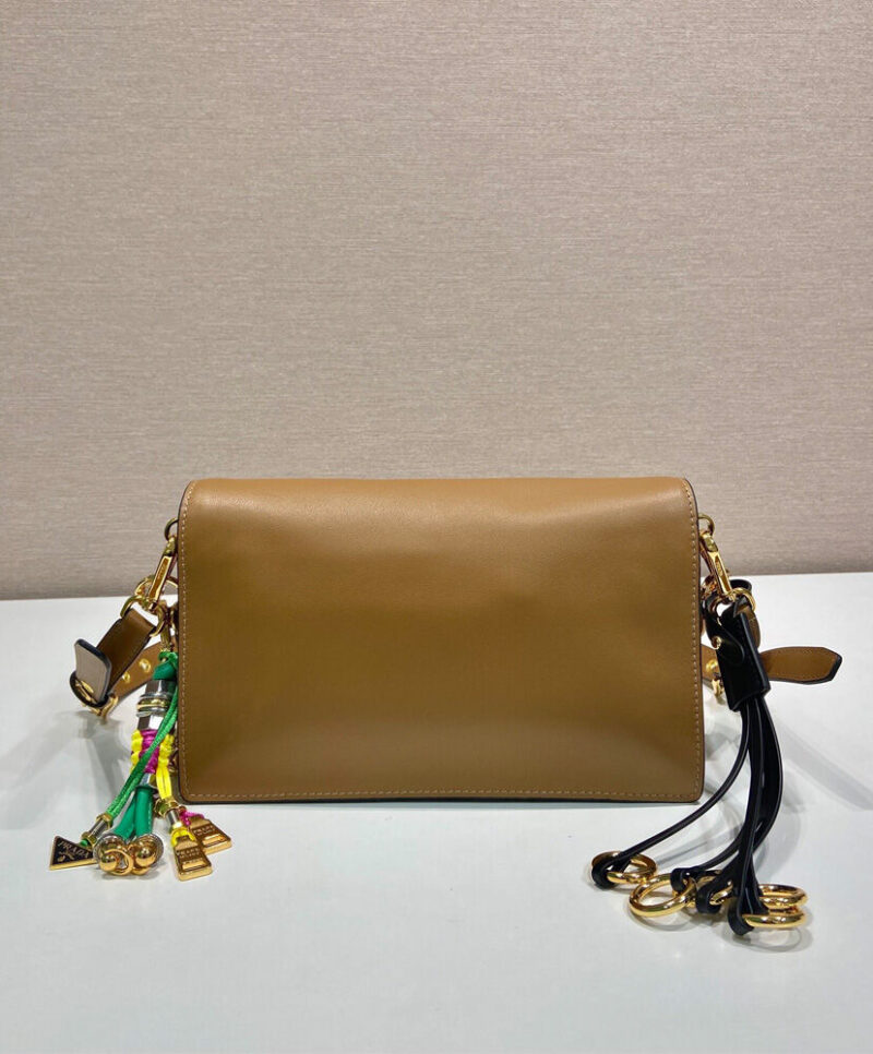 Prada Soft Sound Small Leather Shoulder Bag With Charms 1BD379